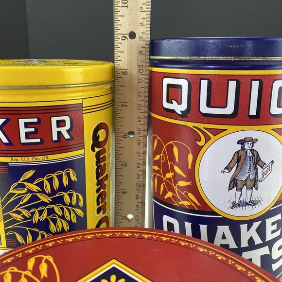 Vintage 80s 90s Quaker Oats Metal Tins Canisters Lot of 3 - Picture 10 of 10